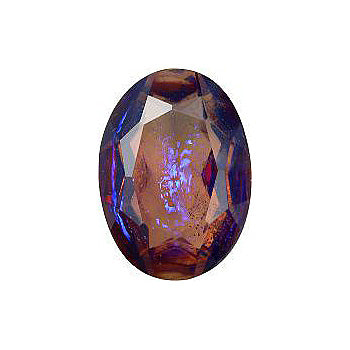 Oval Faceted Pointed Back (Doublets) Crystal Glass Stone, Violet 15 Mexico Opals (Mex-19), Czech Republic