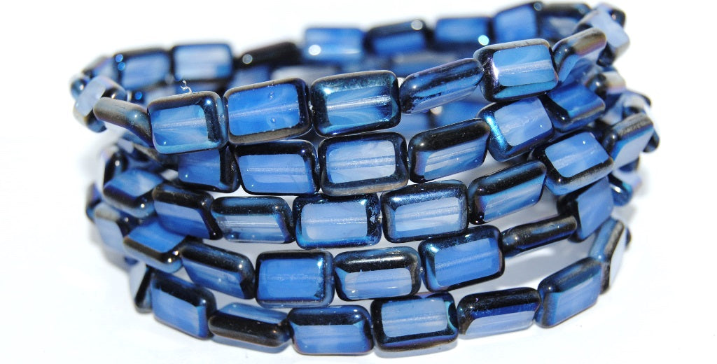 Table Cut Rectangle Beads, Opaque Light Blue 29900 2Xside (33010 29900 2Xside), Glass, Czech Republic