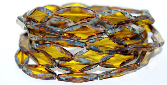 Table Cut Spindle Beads, Transparent Yellow 66800 (80020 66800), Glass, Czech Republic