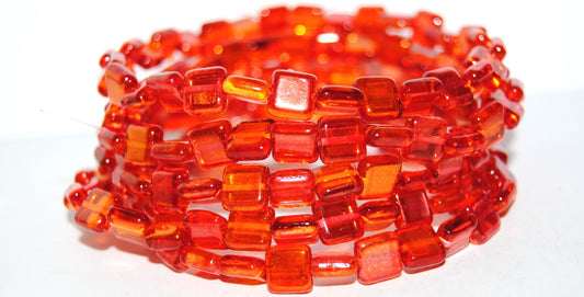 Flat Square Pressed Glass Beads, 48109 (48109), Glass, Czech Republic