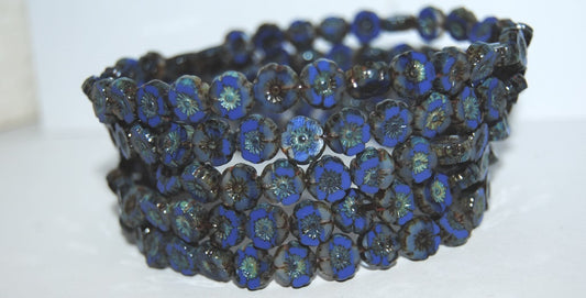 Table Cut Round Beads Hawaii Flowers, (3303001 43400), Glass, Czech Republic