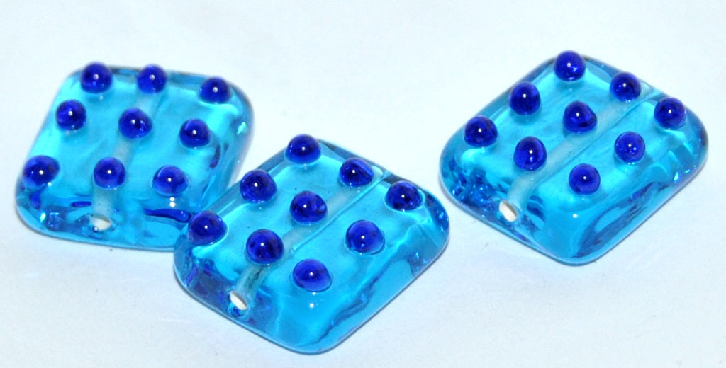 Czech Glass Hand Made Square Lampwork Beads, (E), Glass, Czech Republic