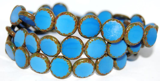 Table Cut Round Beads Sun, Blue Travertin (62010 86800), Glass, Czech Republic