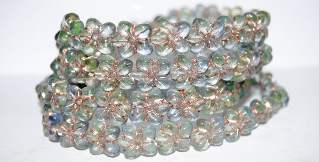 Flower Pressed Glass Beads, (87301 54200), Glass, Czech Republic