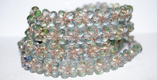 Flower Pressed Glass Beads, (87301 54200), Glass, Czech Republic