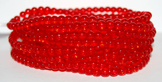 Round Pressed Glass Beads Druck, Light Siam (90070), Glass, Czech Republic