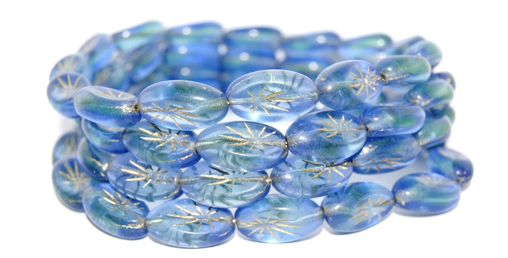 Oval With Rays Pressed Glass Beads, (87311 54202), Glass, Czech Republic