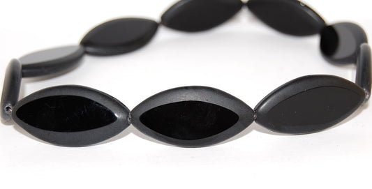 Table Cut Oval Beads, Black Matte (23980 M), Glass, Czech Republic
