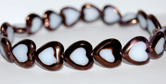Table Cut Heart Beads, 17025 Bronze (17025 14415), Glass, Czech Republic