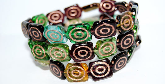Spiral Turtle Pressed Glass Beads, Mixed Colors Color 54200 (Mix Color 54200), Glass, Czech Republic