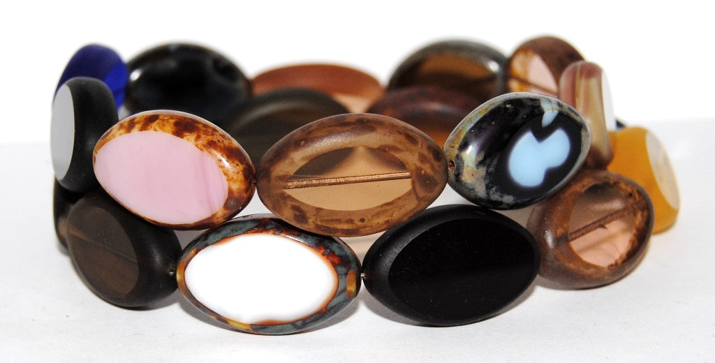 Table Cut Oval Beads Roach, Mixed Colors Color (Mix Color), Glass, Czech Republic