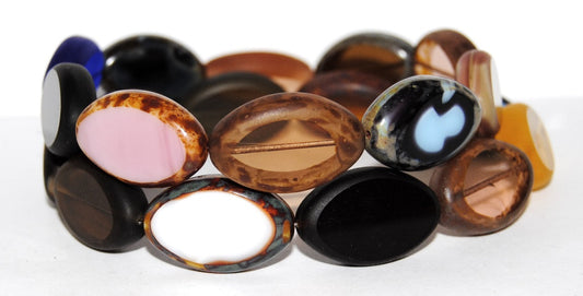 Table Cut Oval Beads Roach, Mixed Colors Color (Mix Color), Glass, Czech Republic