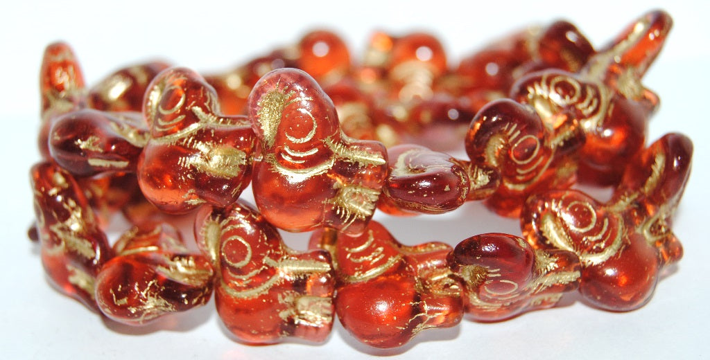 Elephant Animal Pressed Glass Beads, Transparent Pink 54202 (70100 54202), Glass, Czech Republic