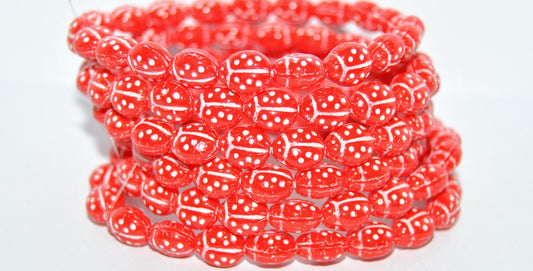 Ladybug Insect Pressed Glass Beads, Red 46401 (93190 46401), Glass, Czech Republic