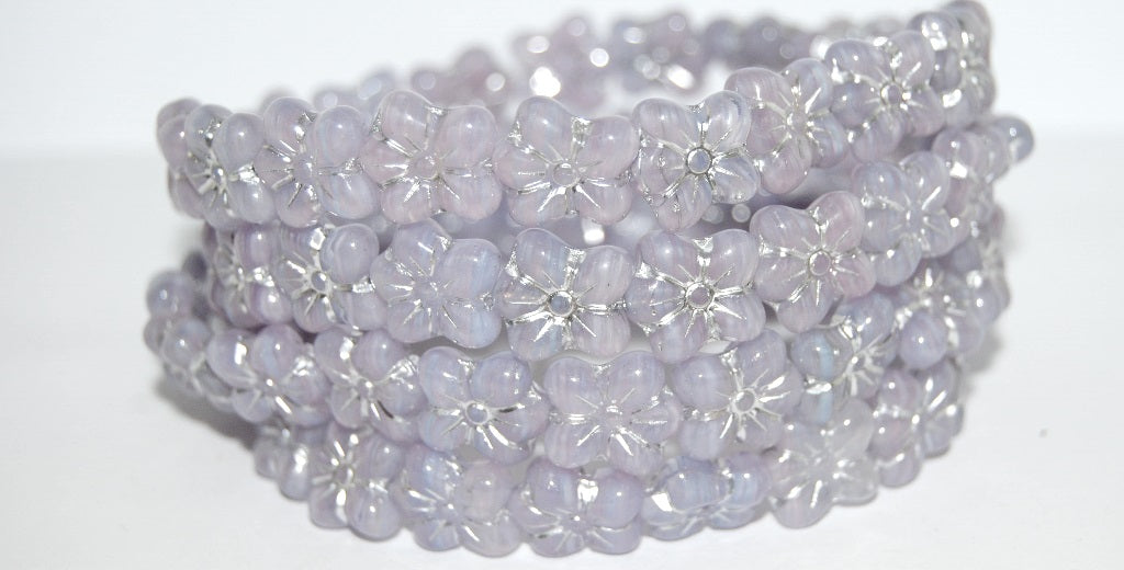 Flower Pressed Glass Beads, (8701 54201), Glass, Czech Republic