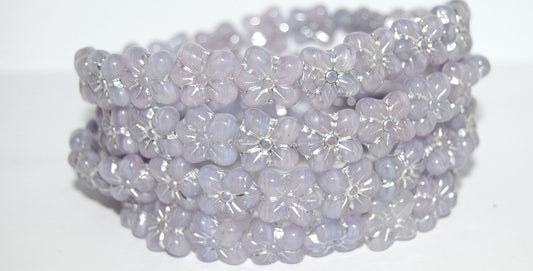 Flower Pressed Glass Beads, (8701 54201), Glass, Czech Republic