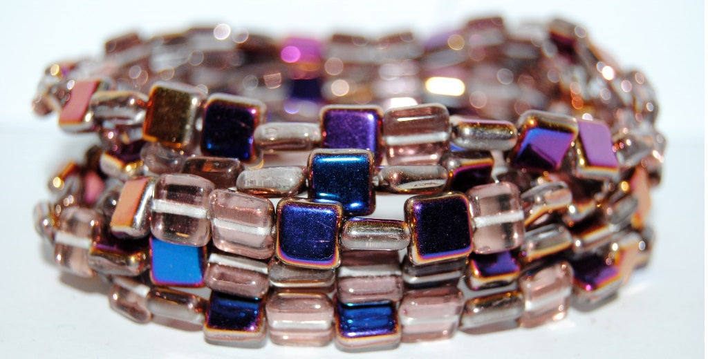 Flat Square Pressed Glass Beads, Crystal 29500 (30 29500), Glass, Czech Republic