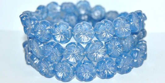 Hawaii Flower Pressed Glass Beads, (Lava Glass 43611 54201), Glass, Czech Republic