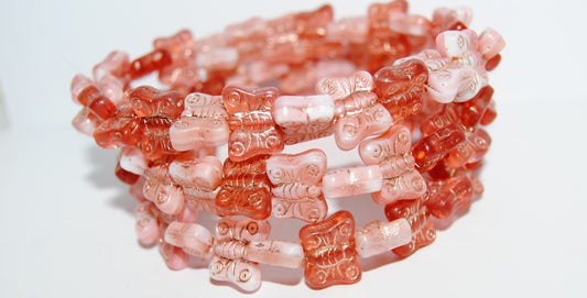 Butterfly Pressed Glass Beads, Mixed Colors Pink 54200 (Mix Pink 54200), Glass, Czech Republic