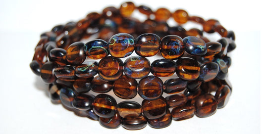 Table Cut Round Candy Beads, Transparent Brown 66800C (10230 66800C), Glass, Czech Republic