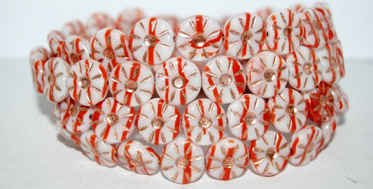 Flower Pressed Glass Beads, (8905 54200), Glass, Czech Republic