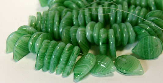 Leaf Pressed Glass Beads, 55000 (55000), Glass, Czech Republic