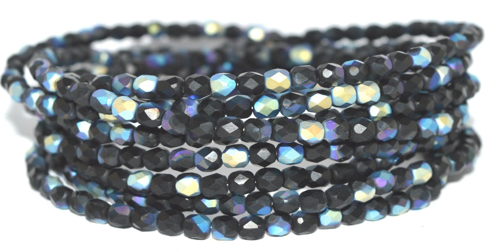 Fire Polished Round Faceted Beads, Black Abm (23980 Abm), Glass, Czech Republic