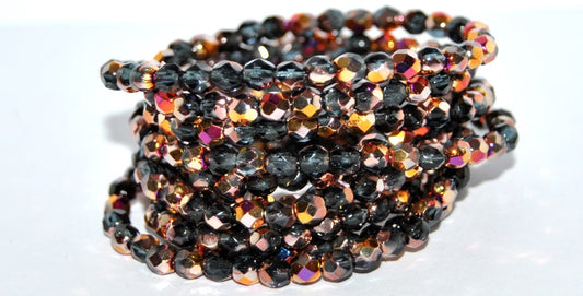 Fire Polished Faceted Glass Beads Round, Transparent Dark Blue 29500 (30320 29500), Glass, Czech Republic