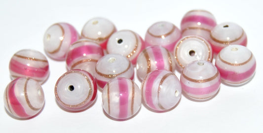 Czech Glass Hand Made Round Lampwork Beads With Aventurine, (10 C), Glass, Czech Republic