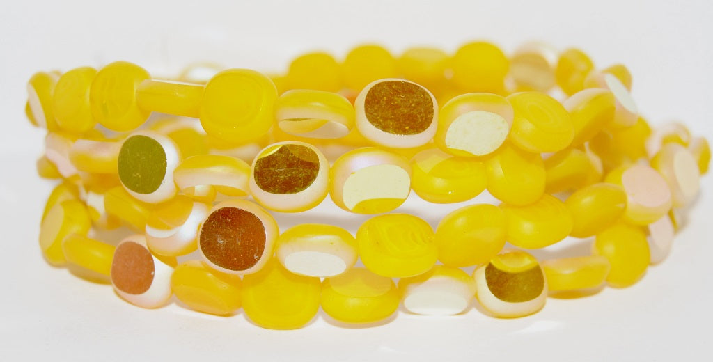 Table Cut Round Candy Beads, Opal Yellow Abm (81210 Abm), Glass, Czech Republic