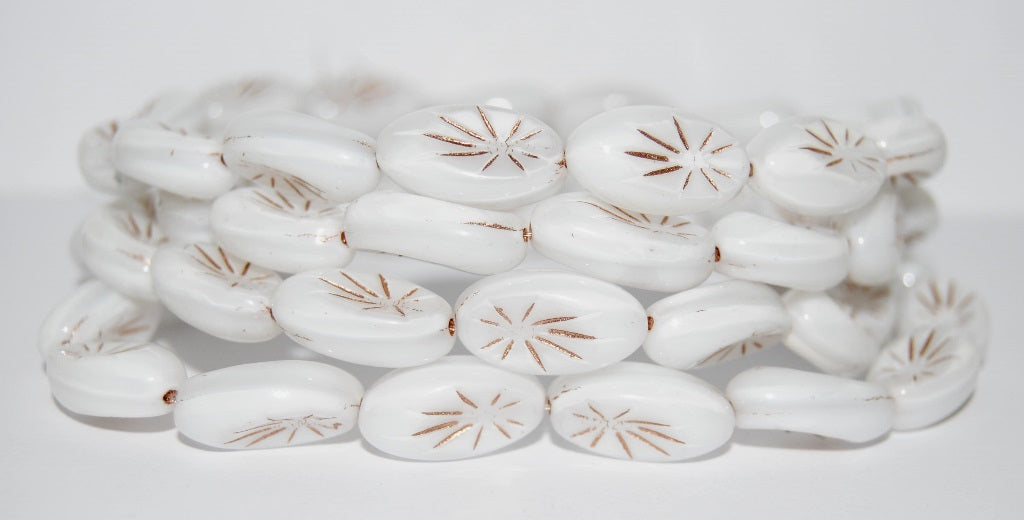 Oval With Rays Pressed Glass Beads, (4000 54200), Glass, Czech Republic