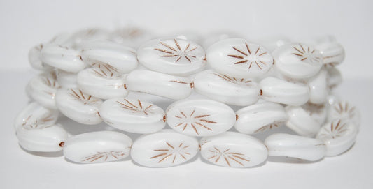 Oval With Rays Pressed Glass Beads, (4000 54200), Glass, Czech Republic