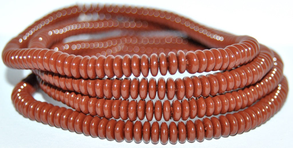 Czech Glass Pressed Beads Flat Round Wheel, Opaque Brown Wax (13600 Wax), Glass, Czech Republic