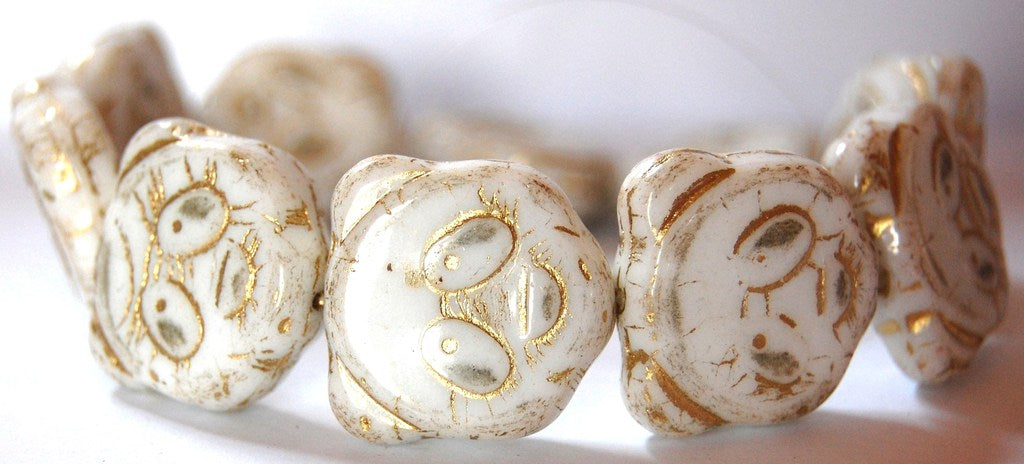 Big Bear Muzzle Czech Glass Beads, Chalk White 54202 (3000 54202), Glass, Czech Republic