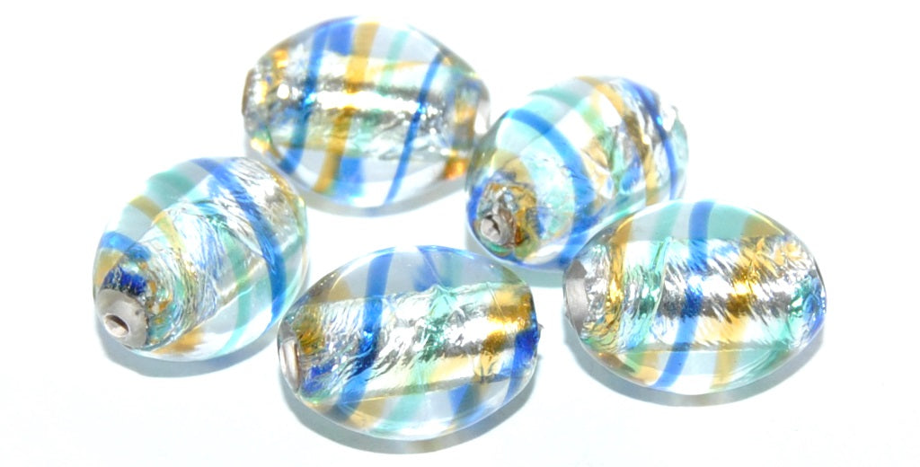 Oval Lampwork Glass Handmade Beads, (B), Glass, Czech Republic