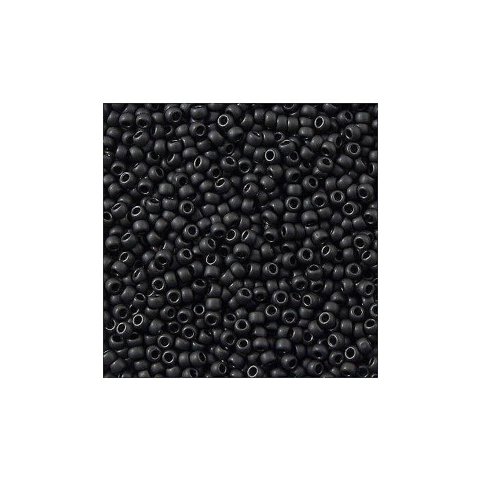 Rocailles TOHO seed beads Opaque Frosted Jet Black (#49F) Glass Japan