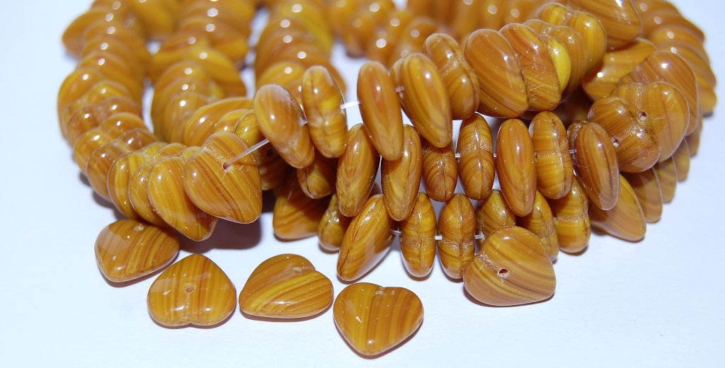 Heart Pressed Glass Beads, 13610840 (13610840), Glass, Czech Republic