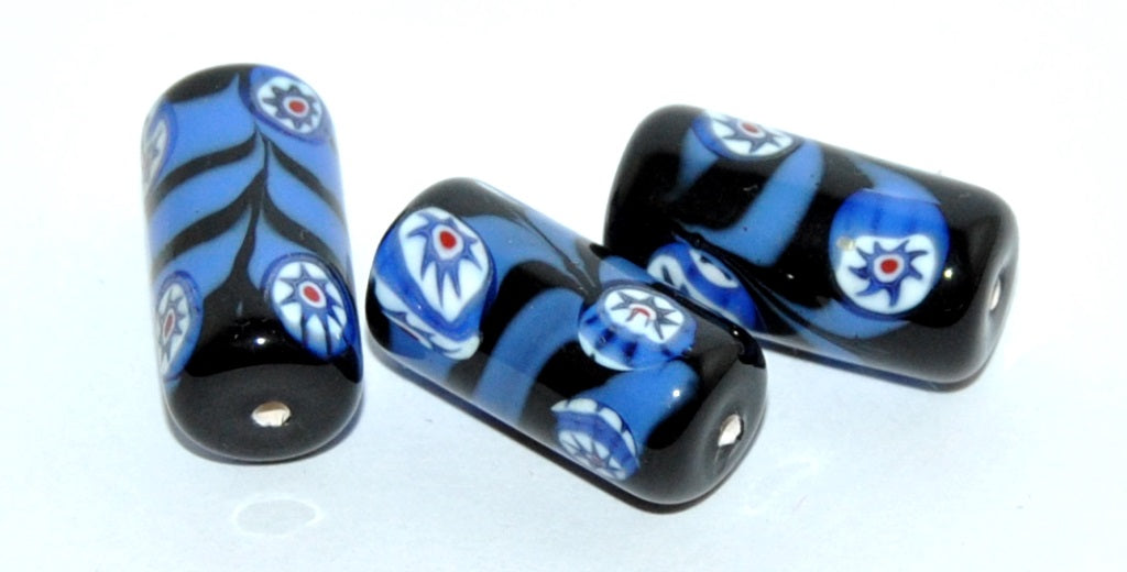 Czech Glass Hand Made Roller Tube Lampwork Beads, (J), Glass, Czech Republic