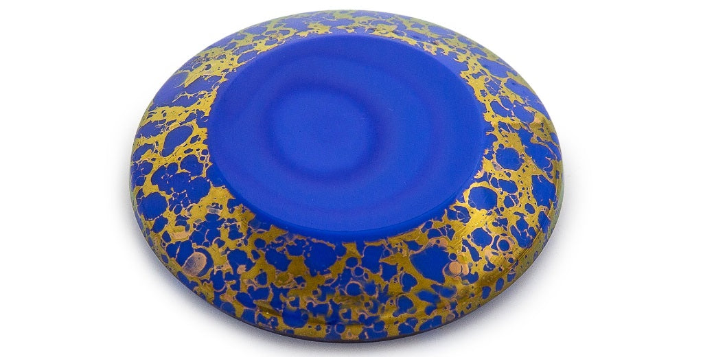 Table Cut Polished Hand Made Cabochon Without Hole Flat Back, Opaque Blue (33050), Glass, Czech Republic