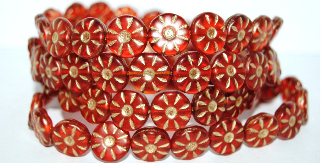 Flower Pressed Glass Beads, (9005060Mix 54202M), Glass, Czech Republic