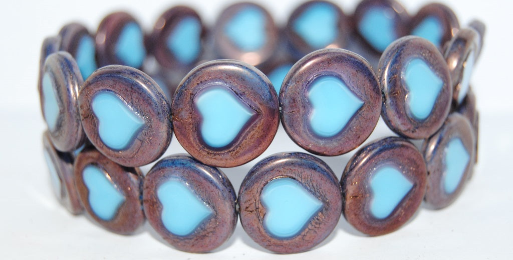 Table Cut Round Beads With Heart, 37713 Bronze (37713 14415), Glass, Czech Republic