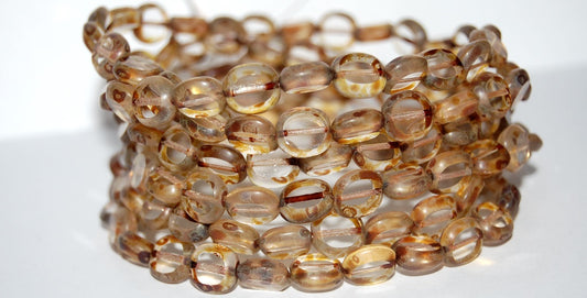 Table Cut Round Candy Beads, Crystal Travertin (30 86800), Glass, Czech Republic