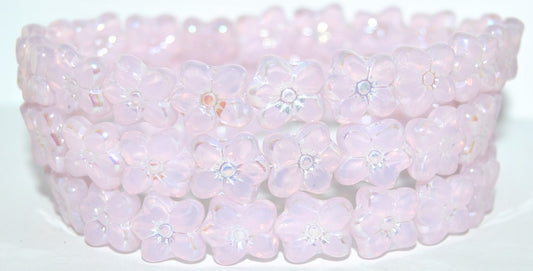Table Cut Flower Beads Linum, Transparent Pink Ab 2Xside (70200 Ab 2Xside), Glass, Czech Republic
