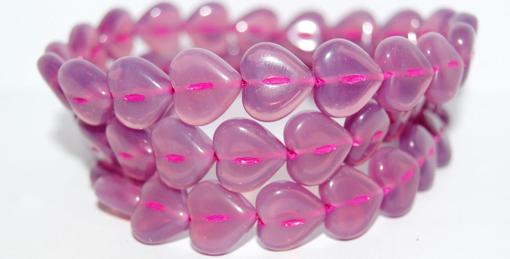 Heart Pressed Glass Beads, (71010B 46470), Glass, Czech Republic