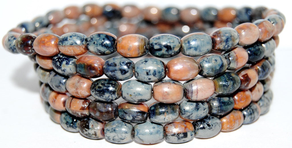 Olive Oval Pressed Glass Beads, (330773020 43400), Glass, Czech Republic