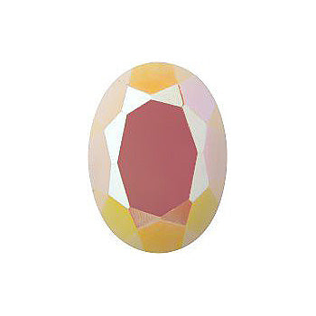 Oval Faceted Pointed Back (Doublets) Crystal Glass Stone, Yellow 9 Opaque With Ab (71100-C-Abt), Czech Republic