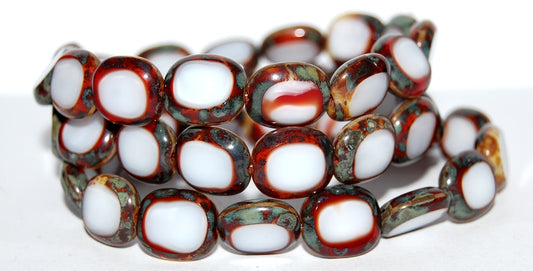 Table Cut Round Candy Beads, Coral Travertin (7913 86800), Glass, Czech Republic