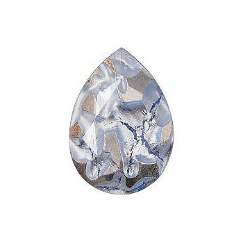 Pear Faceted Pointed Back (Doublets) Crystal Glass Stone, Blue 8 With Silver (30025), Czech Republic