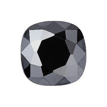 Rounded Square Faceted Flat Back Crystal Glass Stone, Black 1 Opaque With Blue Hematite (23980-Bh), Czech Republic