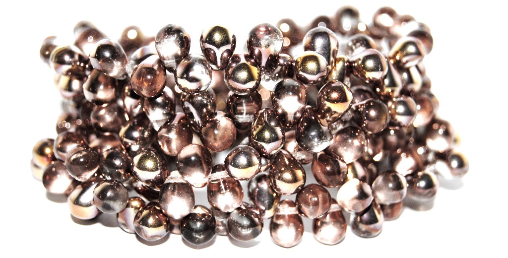 Pear Drop Pressed Glass Beads, Crystal 27101 (30 27101), Glass, Czech Republic